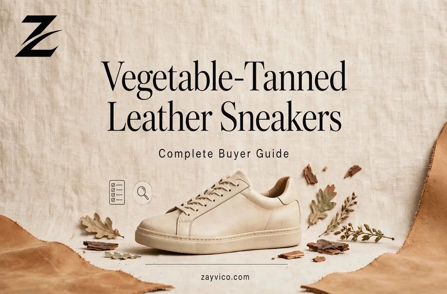 Vegetable-tanned leather sneakers buyer guide featuring a minimalist leather sneaker with natural materials and styling.