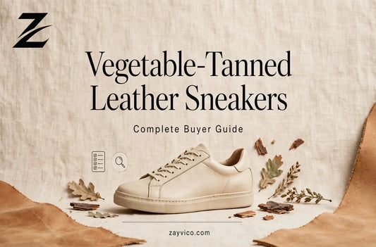 Vegetable-tanned leather sneakers buyer guide featuring a minimalist leather sneaker with natural materials and styling.