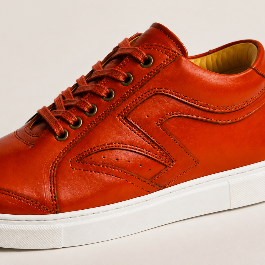Heritage Court — Cognac Full-Grain Leather Sneakers