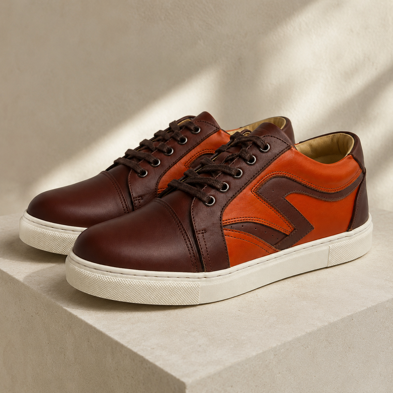 Two-Tone Panel — Leather Sneaker