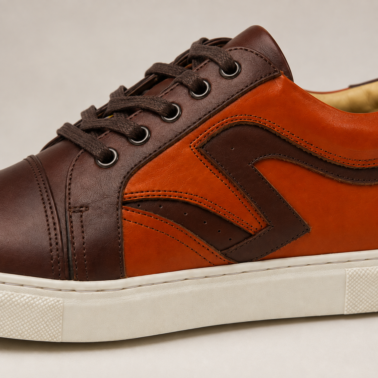 Two-Tone Panel — Leather Sneaker